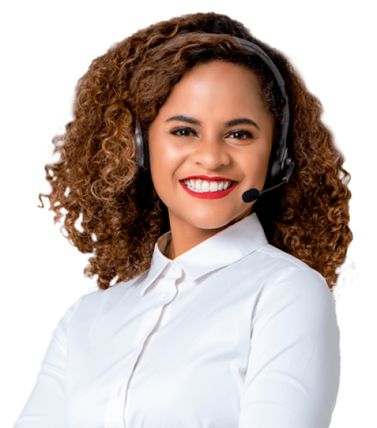 A woman wearing a headset with a microphone